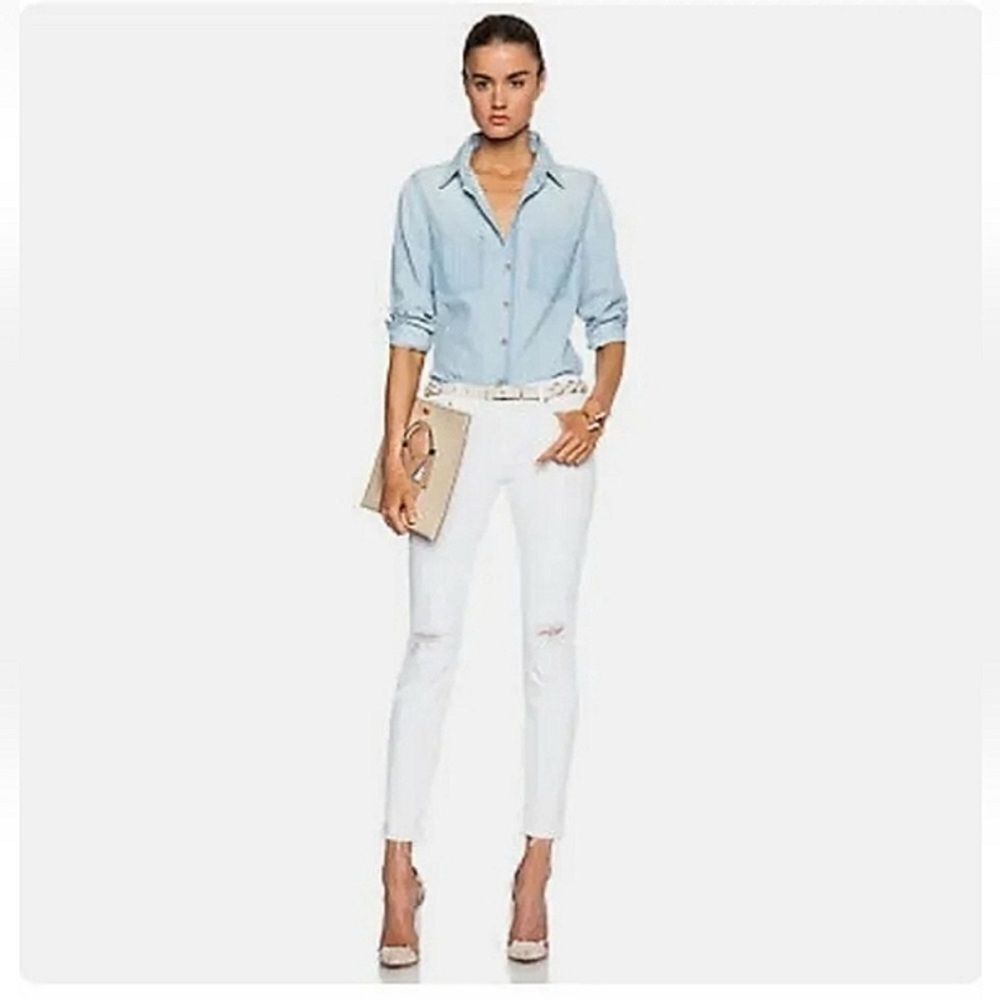 Mother Denim Jeans Looker Ankle Fray Little Miss Innocent White- Size 25